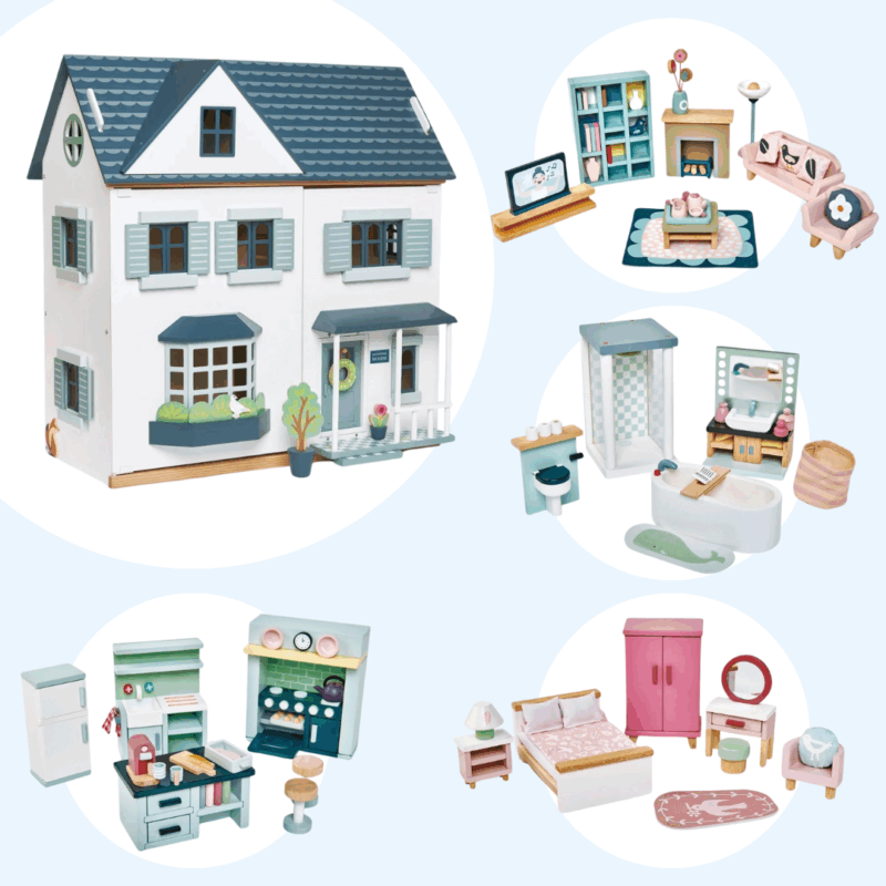 Vedino Wooden Dollhouse Bundle – 5-Piece Classic Playset